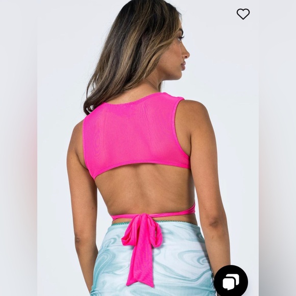 Princess Polly Hot Pink Wrap Top - Picture 3 of 4